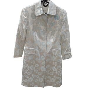 Banana Republic Womens Sz Medium Flowery Blue and Silver Coat Jacket